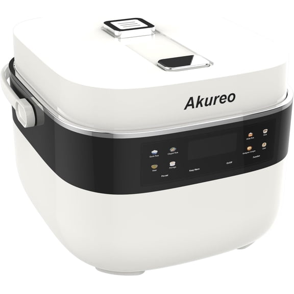 3L Smart Rice Cooker, 6-Cup Uncooked, Fuzzy Logic, Stainless steel spherical inner pot with non-stick ceramic glaze coating, Keep Warm, Cream White