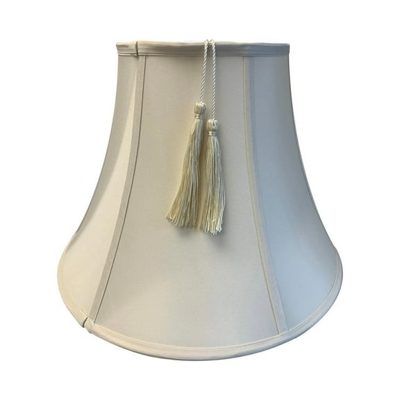 8x16x12 Bell Tassel Lampshade, Eggshell Shantung Fabric