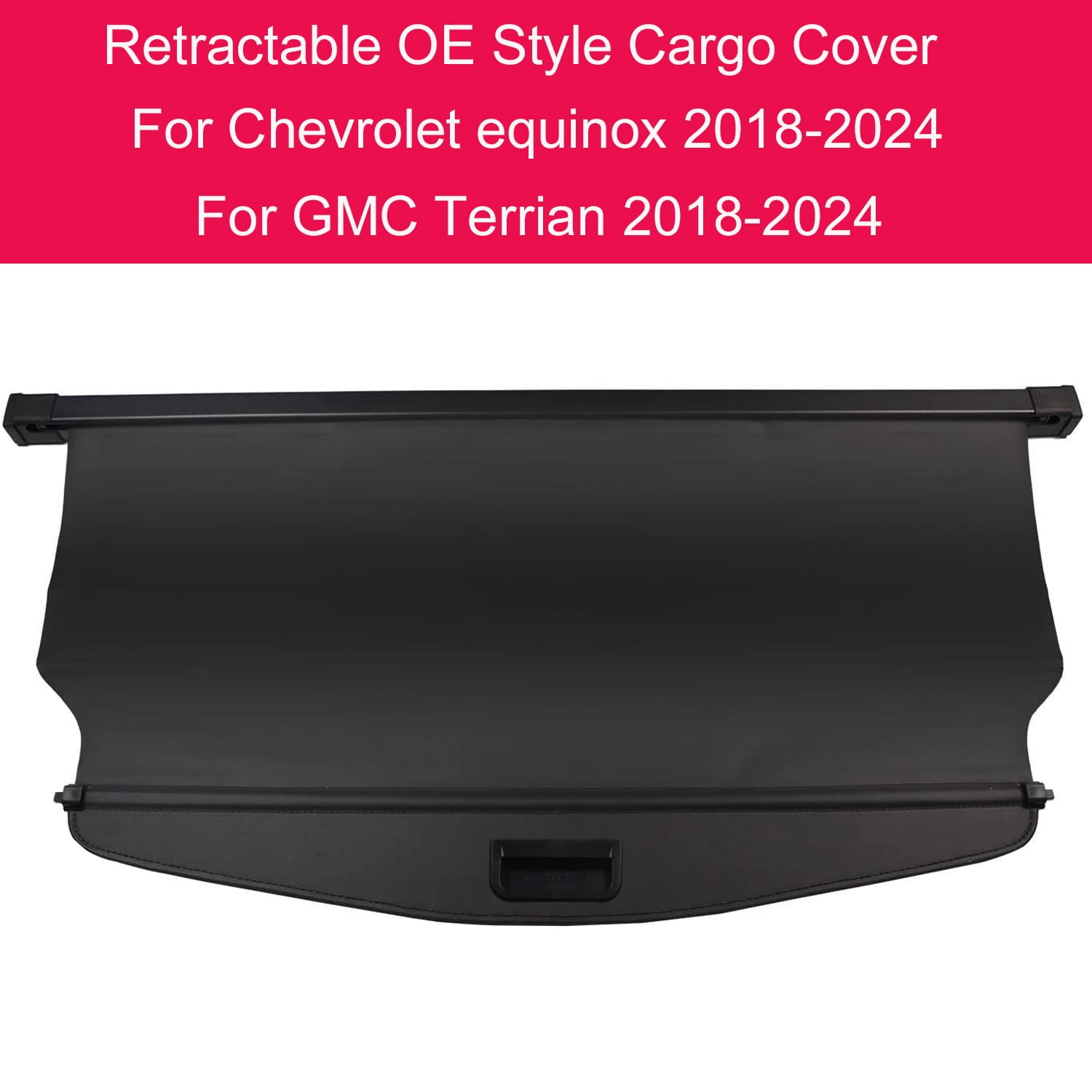 For Chevrolet Equinox GMC Terrain 2018 2019 2020 2021 2022 2023 2024 Retractable Cargo Cover for Chevy Equinox GMC Terrain 2018-2024 Suv Accessories Rear Trunk Security Shield Shade Cover, Black