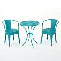 Collins Outdoor 3 Piece Iron Bistro Set, Matte Teal