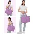 thumbnail image 6 of Puffer Tote Bag for Women, Shoulder Bag Handbag with Cup Holder & 15.6" Laptop Compartment & Trolley Sleeve for Travel, Work, Nurse, Lightweight, 20L, 6 of 6