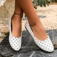 thumbnail image 5 of KIJBLAE Women's Polka Dot Print Low Cut Casual Flats, Slip On Lazy Soft Sole Daily Moccasin Shoes White 37, 5 of 7
