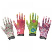 4PCS Printed PU Housework Gloves Nylon Latex Protective Gloves Practical for Home Life (Random Pattern)