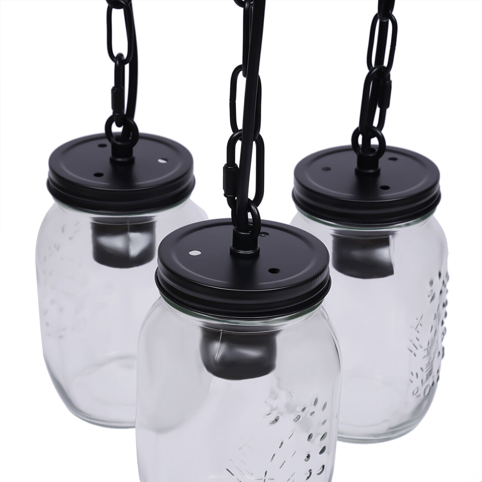 Mason Jar Kitchen Island Light, 3 Heads Pendant Light Fixture, Ceiling Chandelier for Liiving Room