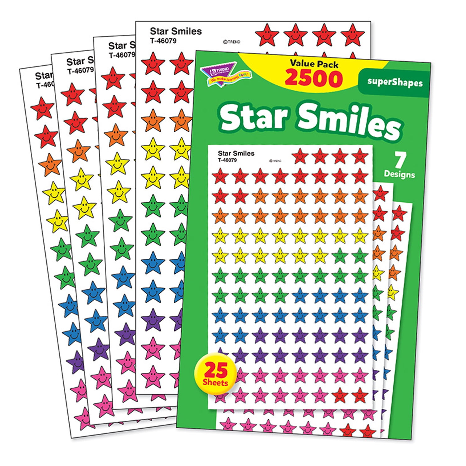 TREND Star Smiles superShapes Stickers Value Pack, 2500 Per Pack, 3 Packs