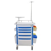 Medical Emergency Vehicle Mobile Anesthesia Cabinet Cart Medication ABS Storage Trolley with Drawer Infusion Stand and Wheels