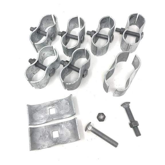 Chain Link Fence Panel Clamps - Kennel Clamps 1-7/8" x 1-7/8" (8 Sets) - Heavy Duty Galvanized Steel - For Kennels, Baseball Backstops, Temp Fencing