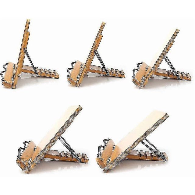 Bamboo Book Stand, Adjustable Book Holder Tray And Page Paper Clips-cookbook Banmo