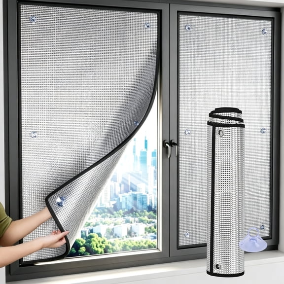 Uv Film for Windows Sun Protection, Removable/Cooling, Full Blackout Privacy Film, Easy To Install and Use, Suitable for RVs Attic Windows Garage Doors