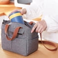 thumbnail image 3 of Bolsa de Almuerzo - Bolsa de Almuerzo con Aislamiento térmico de Tela Oxford de Mano Bolsa de Almuerzo de Picnic, Bolsa de Comida para conservación del Calor, Rosa/Gris/Negro(Gris), 3 of 6