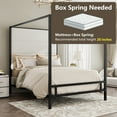 thumbnail image 4 of Euroco Metal Queen Size Canopy Bed with Upholstery Headboard, Black, 4 of 8