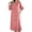Pink, variant on Womens Cotton Linen Midi Dress Crew Neck Button Down Roll Tab Sleeve Shift Dresses Casual Loose Summer Dresses