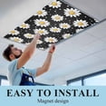 thumbnail image 5 of 1 Pack White Daisy Fluorescent Light Covers for Ceiling Lights Flowers Black Background Modern Art Magnetic Ceiling Light Covers Overhead Light Filters for Office Classroom Home, 5 of 9