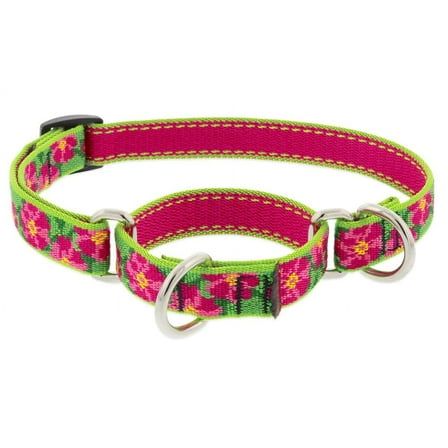 Lupine Martingale Dog Collar 3/4" wide Petunias Adjusts from 14" to 20"