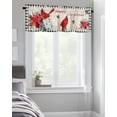 thumbnail image 4 of Christmas Poinsettia Cardinal Berry Window Treatment Panel for Living Room Bathroom BedroomFlower Bird Retro Linen Checker Window Treatment Drapes for Bedroom Laundry Room Farmhouse 54x18in, 4 of 7