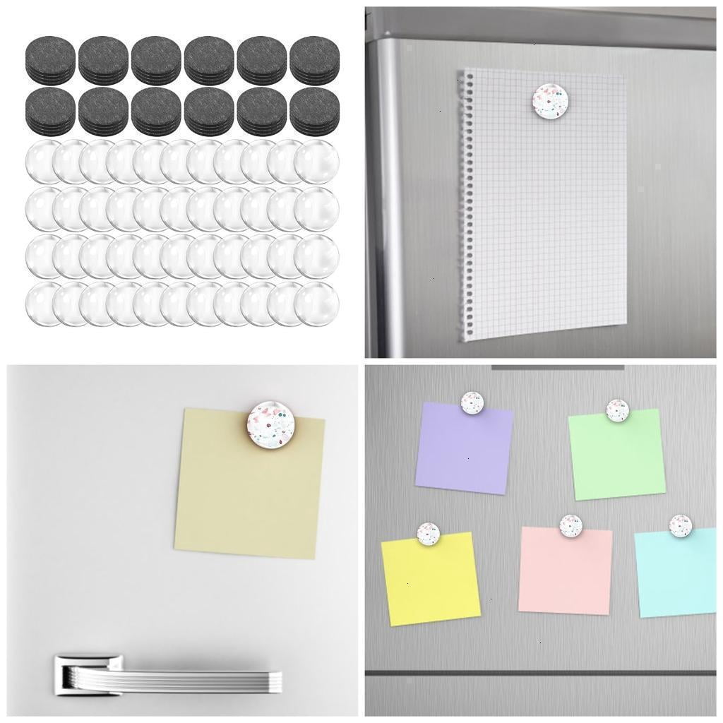 NANMELX 48Pcs Clear Glass Cabochons and Craft Magnets with Adhesive Backing for Fridge