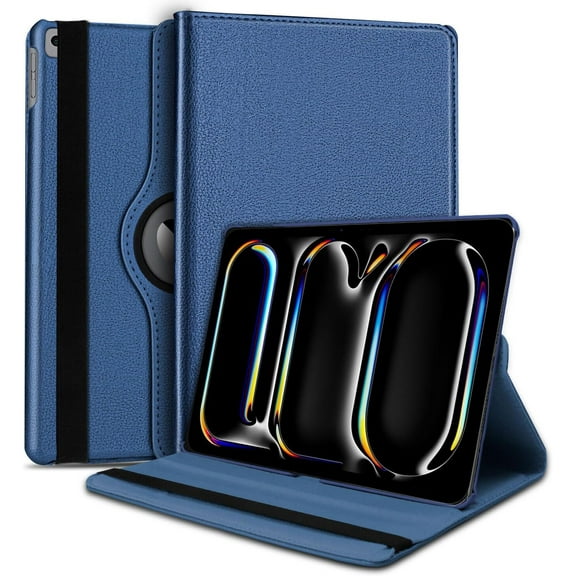 elitegadget Case for iPad Air 13 inch 2024 / iPad Pro 12.9 6th/5th Generation 2022/2021 - Protective PU Leather Multi-Angle Viewing Rotating Stand Auto Sleep/Wake Folio Cover Case (Navy Blue)