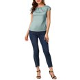 thumbnail image 2 of INSPIRE CHIC Women's Cap Sleeve Silky Blouse Round Neck Pleated Casual Elegant Top, 2 of 6
