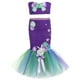 thumbnail image 3 of Conjunto de falda tutú de sirena con cola de pez para niñas + falda de tul, ropa de cumpleaños para niños, conjunto de disfraz de tutú largo de princesa sirenita, 3 of 5