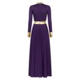 thumbnail image 4 of Zaldita Womens Metallic Gold Praise Dance Dress Lyrical Church Worship Dance Tunic Full Length Dark Purple XXL, 4 of 7