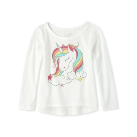 The Children's Place Long Sleeve Unicorn Graphic High Low T-Shirt (Baby Girls & Toddler (Best Place To Shop For Toddler Clothes)