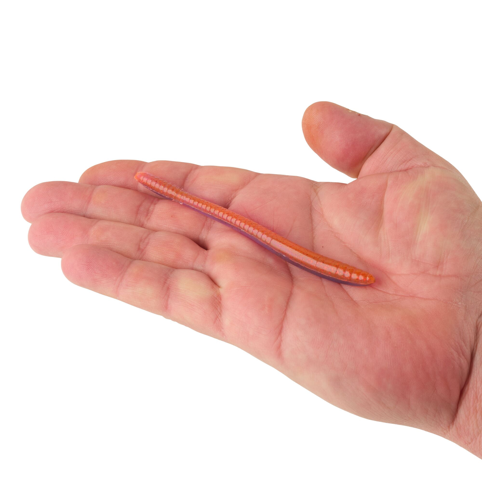 Berkley PowerBait® Bottom Hopper, 4.75 in, Worms, Morning Dawn Red Flake (15 Count)