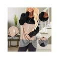 thumbnail image 4 of Chandail en Molleton Femme Coton Manches Longues Col Rond 4 3 Fille Pull Ample Décontracté Sport, Noir Marron, TTG, 4 of 4