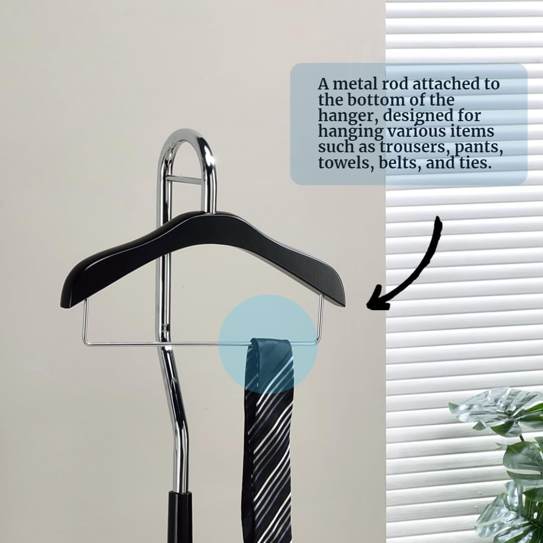 Proman Proudcts Amber Valet Stand Coat Rack Organizer with Hanger, Trouser Bar, Black