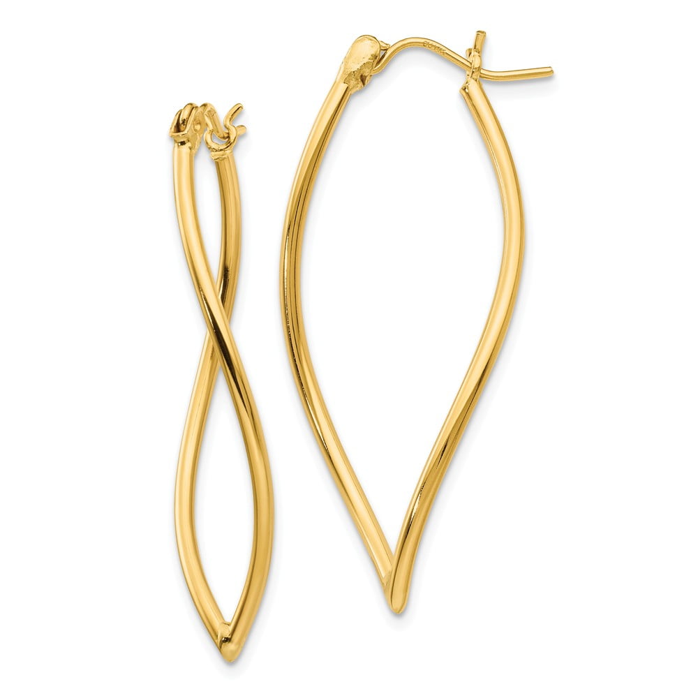 FB Jewels Solid 14K White Gold Polished and Satin Hoop Earrings FB Jewels Solid 14K White Gold Polished and Satin Hoop Earrings