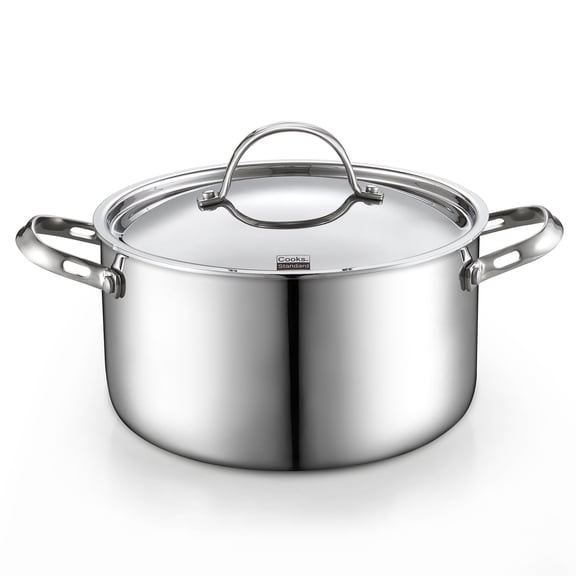 Cooks Standard Multi-Ply Clad 6 Quart Stock Pot, Stainless Steel Soup Pot with Stainless Lid, Cooking Pot for Pasta, Spaghetti, Stockpot with Even Heating, Induction Cookware