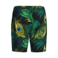 thumbnail image 2 of Lsque Peacock Feathers2 Mens Sleep Pajama Shorts,Short Pajama Pants, Cotton Ultra-Soft Knit-3X-Large, 2 of 9