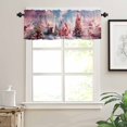 thumbnail image 7 of Christmas Kitchen Curtains and Valances Set, Pink House Candy Cane Snow Christmas Tree Bells Rod Pocket Window Valance Window Curtain Panels for Living Room Bedroom Laundry, 27.5x36in, 3 Pieces, 7 of 7