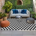 thumbnail image 2 of Black White Plaid Outdoor Rug for Patio/Deck/Porch, Non-Slip Large Area Rug 4 x 6 Ft, Modern Buffalo Check Gingham Art Indoor Outdoor Rugs Washable Area Rugs, Reversible Camping Rug Carpet Runner, 2 of 8