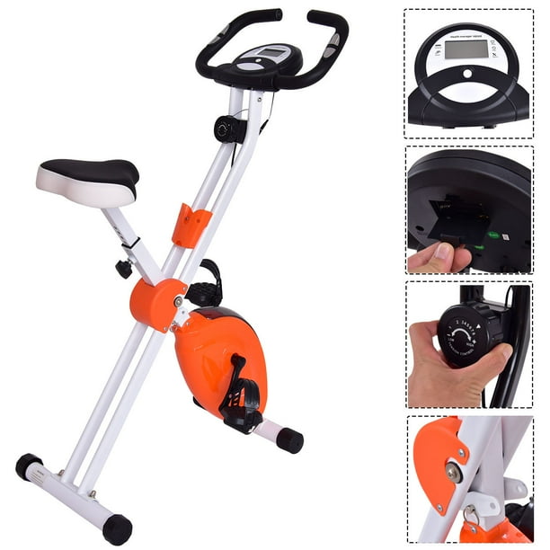 Costway Réglable Pliage Magnétique Vélo d'Exercice Affichage 3.5lbs Volant Orange