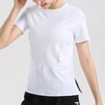 thumbnail image 1 of Camiseta de yoga para mujer, camisetas de manga corta con cuello redondo, dobladillo dividido, ahuec Abanopi Camiseta de yoga para mujer, 1 of 7