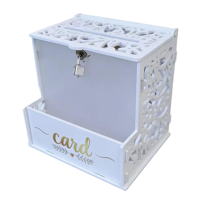 Caja decorativa para tarjetas de boda, regalo reutilizable, caja de almacenamiento de recuerdos para centro de mesa de recepción de compromiso o