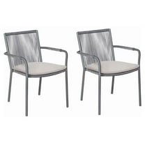 Seasonal Living Archipelago 18" Aluminum Dining Arm Chairs in Gray (Set of 2)