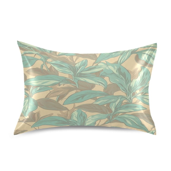 Mint Green Floral Design Luxury Silky Soft Pillowcase Standard Size Wrinkle Resistant Envelope Closure 20x26in