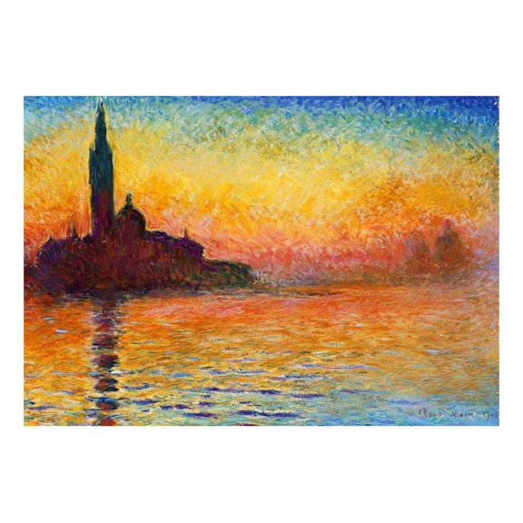 wall26 - San Giorgio Maggiore at Dusk by Claude Monet - French Impressionism - Plein Air Landscape - Peel and Stick Large Wall Mural, Removable Wallpaper, Home Decor - 100x144 inches
