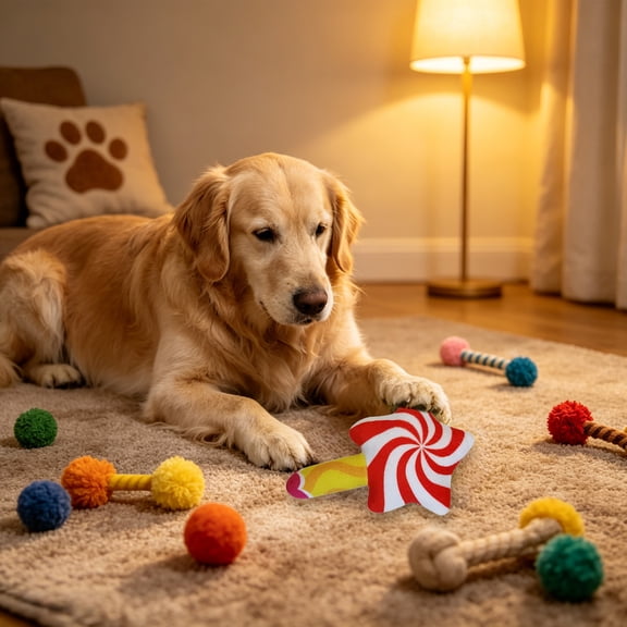 Cififendec Rainbow Lollipop Squeaky Dog Toy, 6.69"×4.72", Bite Resistant Stuffed Sound Chew Toy for Puppy Stress Relief, Household Boredom Busting Interactive Toy