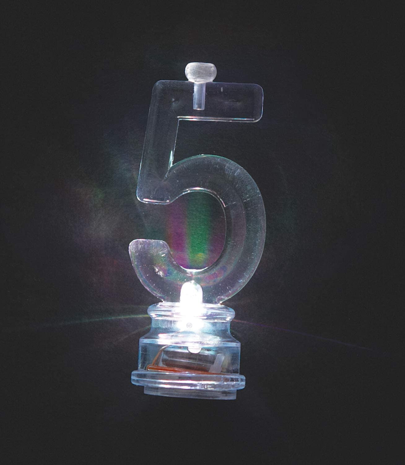 Flashing Multicolor Number 5 Cake Topper - Blinking LED Decoration For 5th Birthday, Quinceañera, Anniversaries