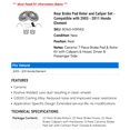 thumbnail image 2 of Rear Brake Pad Rotor and Caliper Set - Compatible with 2003 - 2011 Honda Element 2004 2005 2006 2007 2008 2009 2010, 2 of 2