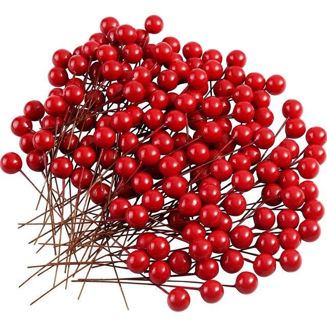 150 piezas Mini bayas de acebo rojas decoraciones navideñas decoraciones de corona de Navidad bayas de acebo artificiales para manualidades regalos decoración flores artificiales