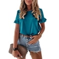 thumbnail image 1 of KYAIGUO T-Shirts Décontractés en Coton d'Été pour Femmes Manches Courtes Col Rond Ample Basique P-2TG, 1 of 5
