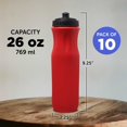 thumbnail image 5 of 10 Plastic Water Bottles Set, 26 oz. - Black Push Top Lid - Red, 5 of 5