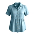 thumbnail image 5 of hotojiny Button Down Shirts for Women Lightweight Half Sleeve Linen Cotton Collared Summer Tops Dressy Casual Work Blouses, 5 of 7