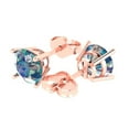 thumbnail image 2 of 3 ct Push-Back Stud Earrings for Women | 7.5mm Round Cut Blue Moissanite | 18K Rose Gold, 2 of 5
