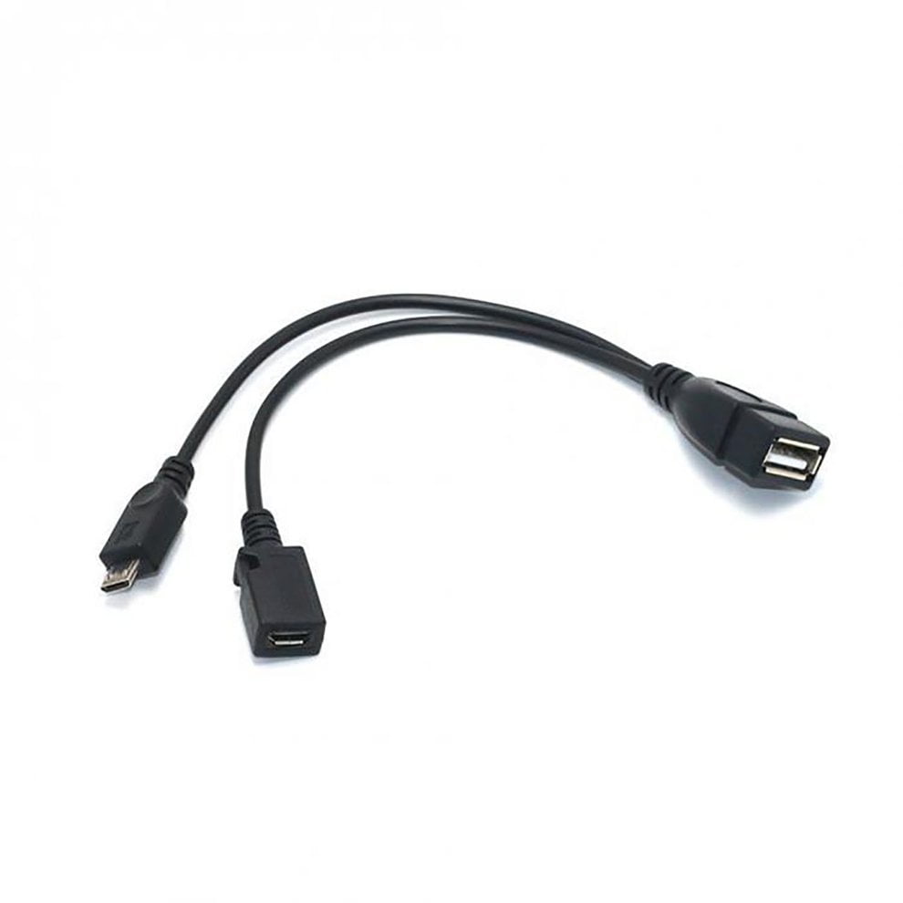 Micro USB 5 Pin Male to USB Female Host OTG Cable w USB Y Splitter Power Cable 