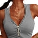 thumbnail image 2 of Camiseta Sin Mangas,Camiseta Sin Mangas para Mujer Camiseta Sin Mangas con Cremallera Frontal Acanalada Camiseta Sin Mangas con Cremallera Diseño De Última Generación, 2 of 5