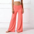 thumbnail image 6 of YOUYEDIAN Yoga Pants Girls Fold Over Low Waist Wide Leg Sweatpants Flare Leggings Bell Bottoms Y2K Foldover Pants (Watermelon Red, 13-14 Years), 6 of 6